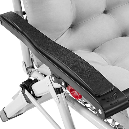 Yaheetech 29in Zero Gravity Chair, Foldable Premium Reclining Lounge Recliner w/Removable Pad & Pillow & Side Accessory Tray for Indoor and Outdoor Gray 1PCS