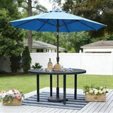 All-Weather 42" Round Outdoor Patio Table for 4, Metal Black Dining Table with Adjustable Umbrella Hole, Garden - Photo 3
