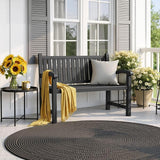 ROJIK Outdoor Bench Resin Patio Chairs Waterproof 2-Person Slatted Chairs with Sturdy Frame - Photo 2