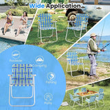 GYMAX Lawn Chair Folding, Webbed Beach Lounge Chairs Set with Highback - Photo 6