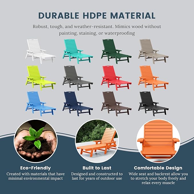 WO WESTIN OUTDOOR HDPE Laguna Poly Reclining Chaise Lounge, Orange