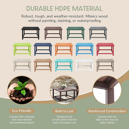 WestinTrends Malibu Low Outdoor HDPE Square Patio Coffee Table, Dark Brown