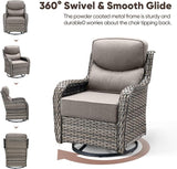 Swivel Patio Chairs sofa Set of 6 - 6" Thick Cushion - Wicker Outdoor Swivel Rocker Patio Chair ,Sofa/Glass coffee - Photo 4