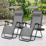 MoNiBloom Zero Gravity Chair Set of 2 with Canopy Shade, Patio Folding Anti Gravity Recliner - Photo 4