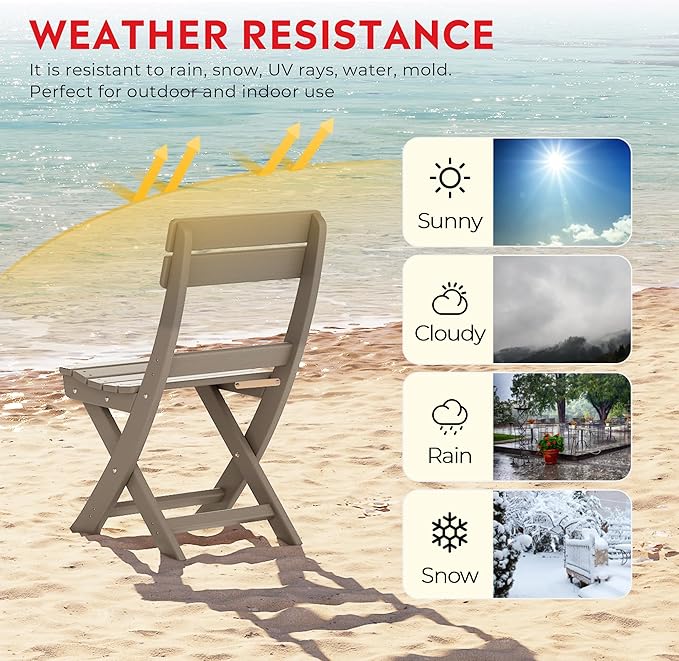 Costaelm Outdoor Patio Modern Folding Dining Chair - Photo 6