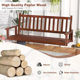 Tangkula 3 Person Wooden Porch Swing, Hanging Patio Swing with 2 Adjustable Galvanized Metal Chains, Slatted Back & Seat - Photo 2
