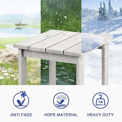 LZRS Adirondack Square Outdoor Side Table for Patio, Pool Composite Patio Table,HDPE End Tables for Backyard,Pool, Indoor Companion, Easy Maintenance & Weather Resistant(White)