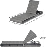 GDFStudio Chaise Lounge Outdoor Chairs Patio Lounge Chair Adjustable 6-Position PE Rattan Wicker Backrest Recliner Full - Photo 2