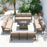 Gotland Aluminum Patio Furniture Set with Fire Pit Table - Photo 1