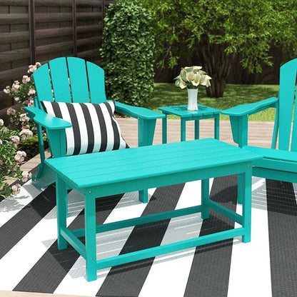 Costaelm Adirondack Conversation Table, HDPE Outdoor Drink Weather Resistant, Outdoor Patio Porch Accent Balcony Table for Pool, Seaside, Backyard, Turquoise