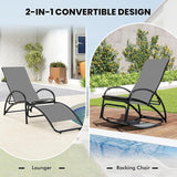 Giantex 2-in-1 Outdoor Rocking Chair, Convertible Lounge Chair with 4-Position Adjustable Backrest, Curved Armrests - Photo 5