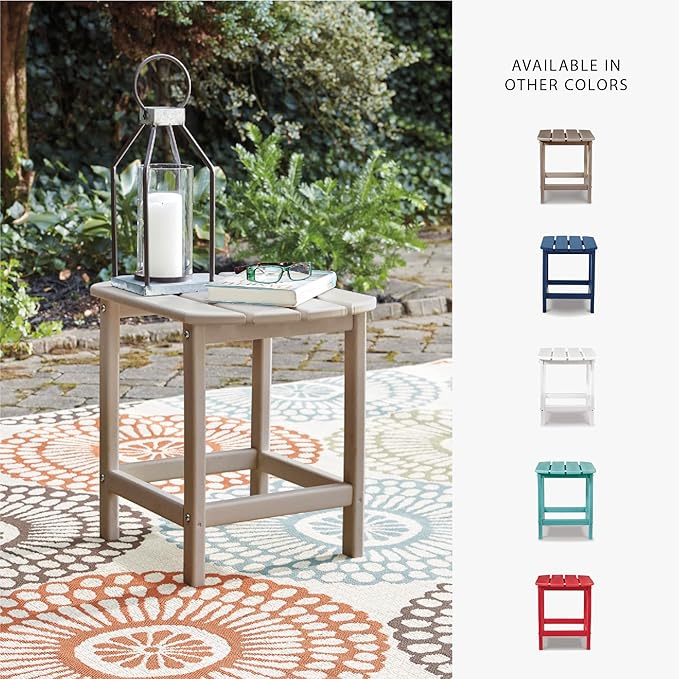 Signature Design by Ashley Sundown Treasure Outdoor Patio HDPE Weather Resistant End Table, Brown - Photo 7