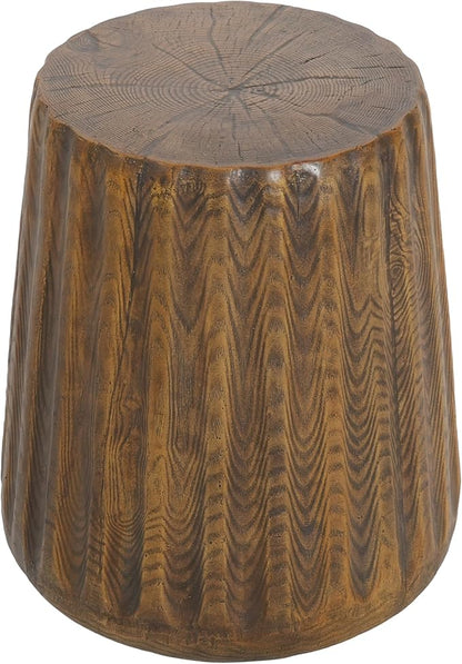 Christopher Knight Home Caded Lightweight Concrete Round Coffee Table, Indoor and Outdoor Side Table for Living Room, MGO Small Side Table, Tree Stump Style, No Assembly Needed, Brown