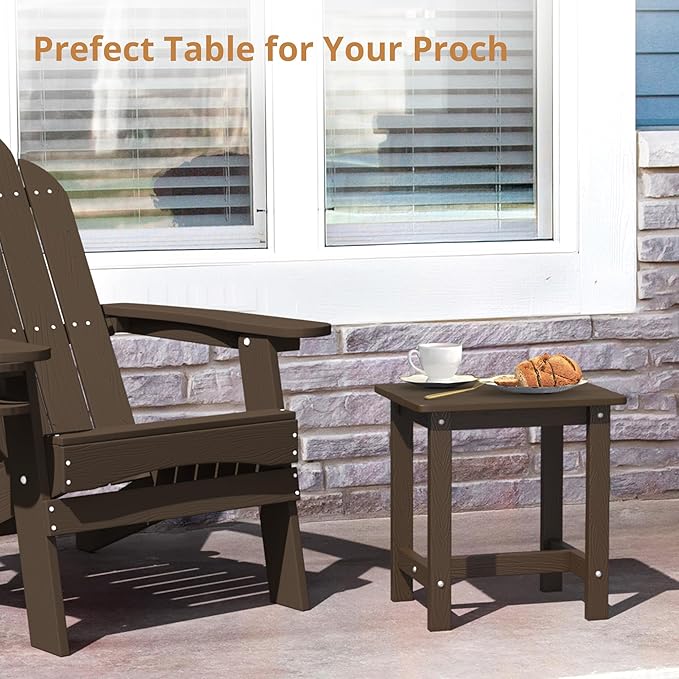 LUE BONA Outdoor Side Table, HDPS Small Outdoor Adirondack Side Tables, Outside End Table for Patio, Porch, Deck - Photo 5