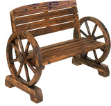 Zingz & Thingz Rustic American Old West Outdoor Home & Garden Wooden Wagon Wheel Bench, 42.25x21x31, Brown - Photo 1