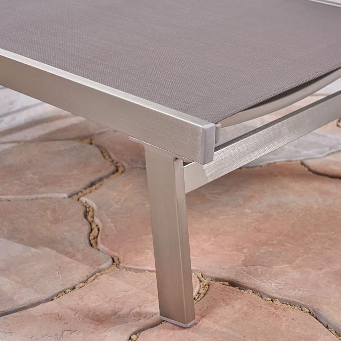 Christopher Knight Home Joy Outdoor Mesh and Aluminum Chaise Lounge (Set of 4), Gray - Photo 5