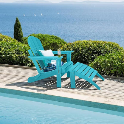 Adirondack Footrest Outdoor Weather Resistant Adirondack Footrest, Ottoman, Chair Companion, Folding Footstool for Patio, Pool, Garden, Backyard & Lawn (Turquoise)