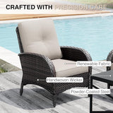 Joyside Wicker Patio Chairs, 3 Piece Rattan Outdoor Furniture with Thickened Cushions, High Back, Deep Seating - Photo 3
