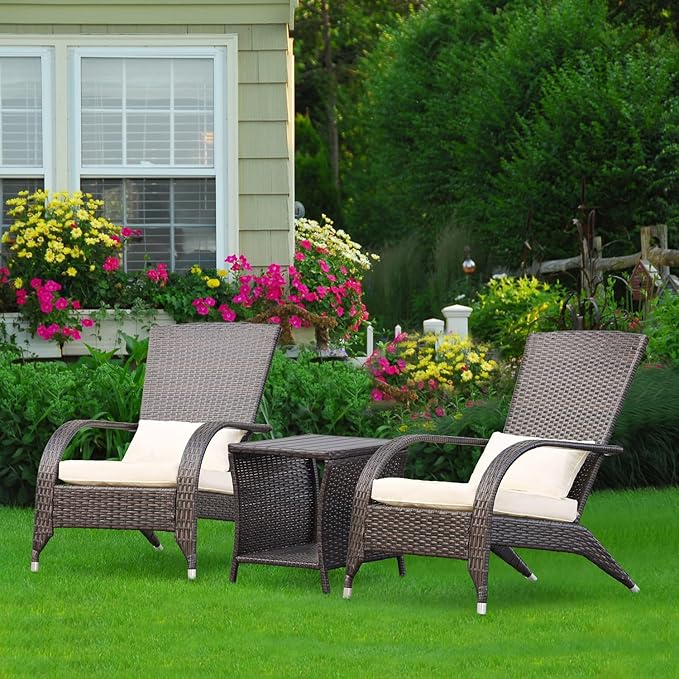 Outdoor Side Table for Patio Small Rattan Wicker Coffee Table Balcony Table Outside End Table with Poly Lumber Table Top & Storage Bistro Table for Garden Porch Deck Living Room Backyard Brown | Patio, Balcony Table, Outside End Table, Storage, Garden,...