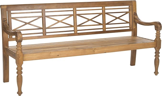 Safavieh Patio Collection Martin Adirondack Acacia Wood Bench, Natural