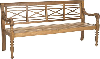 Safavieh Patio Collection Martin Adirondack Acacia Wood Bench, Natural