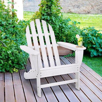 Hanover Classic Adirondack Chair, All-Weather HDPE Outdoor Furniture, Eco-Friendly, Durable Outdoor Patio Seating, White