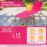 Tangkula Tanning Chair, Outdoor Folding Beach Lounge Chair with Face Hole, Adjustable Footrest, Removable Pillow - Photo 8