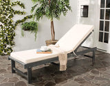 SAFAVIEH Outdoor Collection Inglewood Ash Grey Solid Wood/Beige Cushion Adjustable Chaise Lounge Chair (PAT6723D) - Photo 2