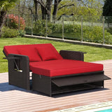 COSTWAY Patio Rattan Daybed with Cushions, Outdoor Wicker Loveseat Sofa with Storage Ottoman - Photo 4