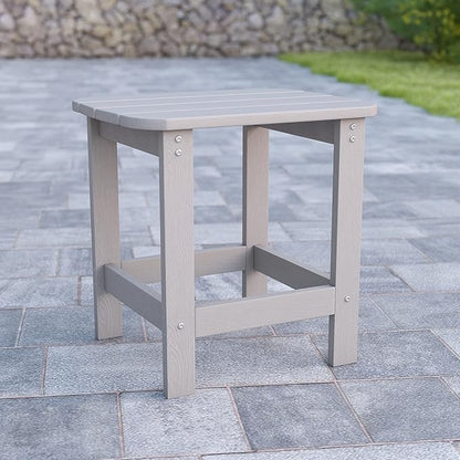 Flash Furniture Charlestown Tiered Commercial Poly Resin Adirondack Side Table - Gray - All-Weather - Indoor/Outdoor