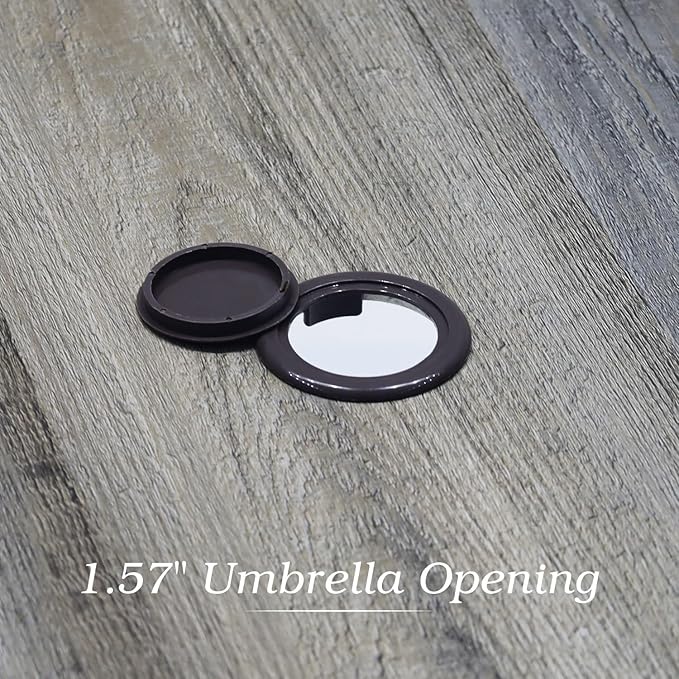 Outdoor Dining Table with Square Wooden-Like PVC Table Top and Umbrella Hole for Bistro, Garden, Poolside, Backyard - Photo 7