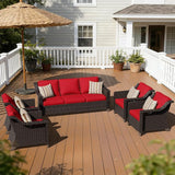 5 Pieces Patio Conversation Furniture Set - 1 Sofa, 4 Armchairs - Photo 1