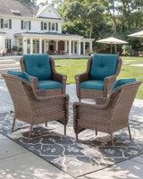 Patio Wicker Chairs Outdoor Furniture Chair - Set of 4 Outside All Weather Lawn Dining Brown Rattan Armchair with High - Photo 5
