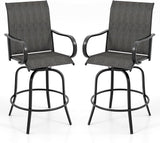 Tangkula Outdoor Swivel Bar Stools Set of 2, Bar Height Tall Patio Chairs with Armrests & High Back - Photo 1