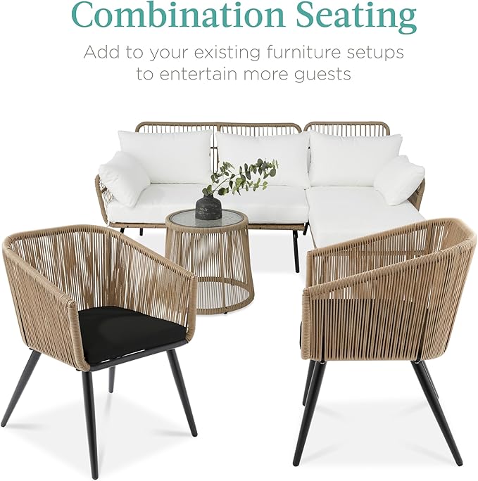 Best Choice Products Set of 2 Patio Dining Chairs, Outdoor Seating for Backyard, Poolside, Balcony w/Woven Wicker Design - Photo 7