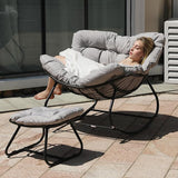 Wisteria Lane Patio Rocking Chair with Ottoman, Outdoor Indoor Rocking Egg Chair with Cushions - Photo 3