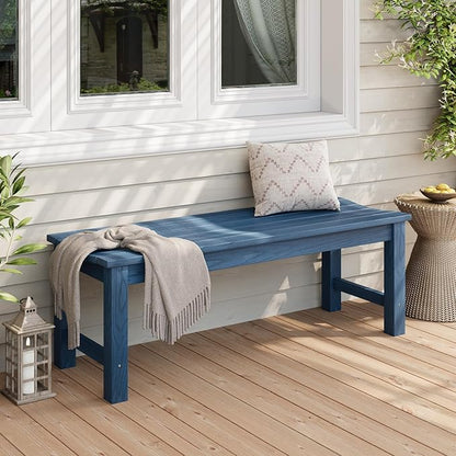 Stoog Outdoor Benches Set of 2, 2-Person Patio Dining Bench, Waterproof HIPS Backless Outdoor Bench, Never Rot or Fade, Blue