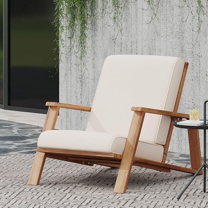 Merax Acacia Wood Outdoor Chaise Lounge Chair - Photo 4