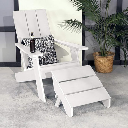 Highwood Italica Modern Adirondack Chair and Ottoman, 2-Piece Set, White