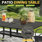 Incbruce Patio Dining Table, 60" x 37" Rectangle Metal Steel Slat Table, with 1.57" Umbrella Hole, for Backyards - Photo 5