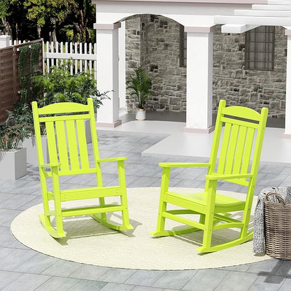 WO WESTIN OUTDOOR HDPE Laguna Classic Porch Rocking Chair (Set of 2), Lime