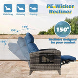 Outdoor Recliner Chairs Set of 2, Reclining Patio Chairs with Adjustable Back up to 150°Lay Flat and Extended Footrest - Photo 3