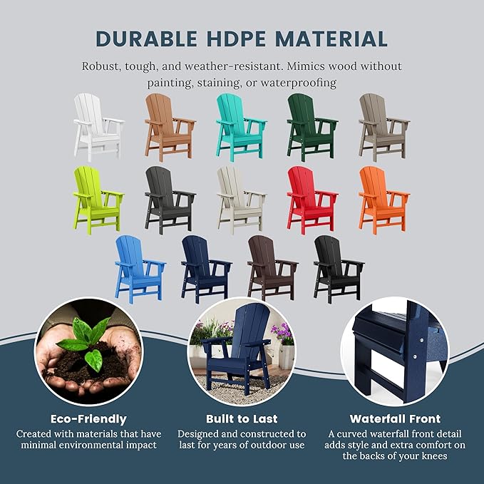 WO WESTIN OUTDOOR HDPE Laguna Adirondack Casual Patio Dining Chair,Navy Blue