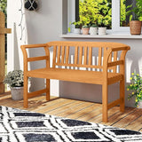 RELAX4LIFE Acacia Wood Outdoor Bench - 2 Person Patio Loveseat with Backrest and Armrests - Photo 2