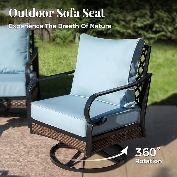 Patio Rocking Chairs Set of 2, Outdoor Sofa Chairs with Deep Seating and 5.75" Cushions - Photo 8