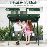 RELAX4LIFE 3-Person Porch Swing Chair - Outdoor Swing w/Adjustable Canopy, Removable Cushion & Metal Frame Stand - Photo 3