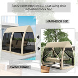 Outsunny 3-Seat Patio Swing Chair, Porch Swing Bed with Convertible Backrest, Cushion, Canopy - Photo 3