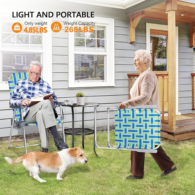 VINGLI Aluminum Patio Lawn Chairs Folding 1 Pack with Detachable Cup Holder - Photo 4