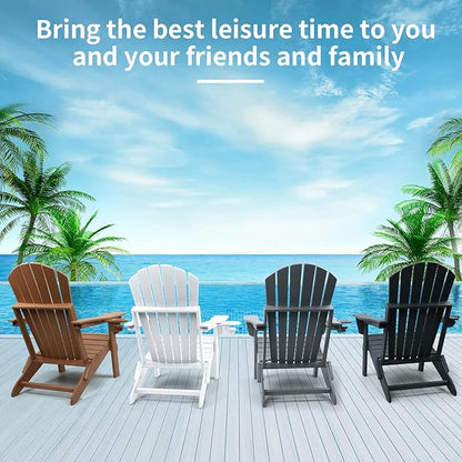 FUNBERRY Folding Adirondack Chair Set of 4, HDPE All Weather Fire Pit Chairs with Cup Holder for Outdoor