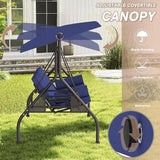 3 Seat Outdoor Porch Swing Bench, Adjustable Canopy Swing Chair - Photo 7